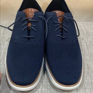 Cole Haan Men's Dark Blue Lace-Up Oxford linen